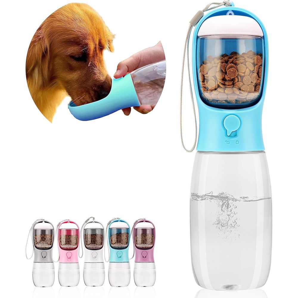 Food Storage Essentials - Hondenwaterfles met voerbak, draagbare lekvrije drinkfles