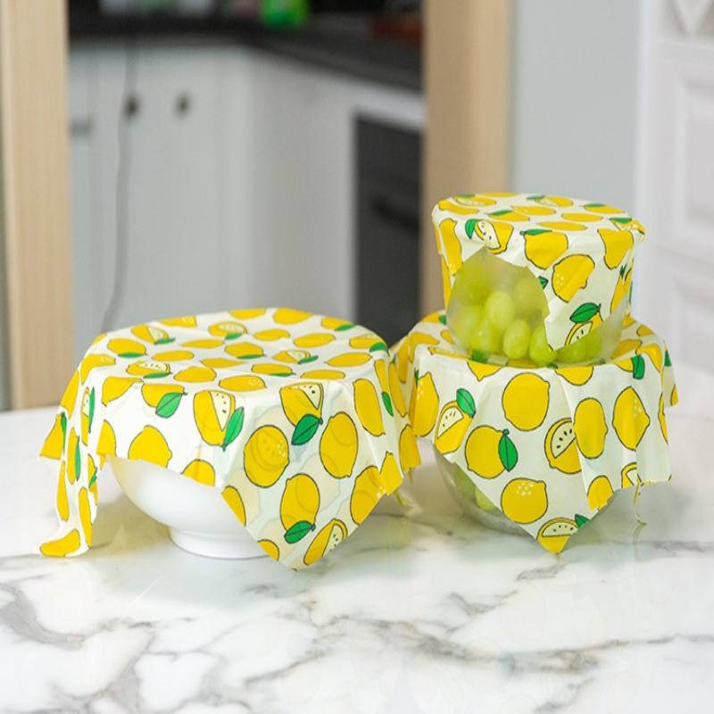 Beeswax Food Wrap - Herbruikbare bijenwaswraps, set van 3, biologisch,