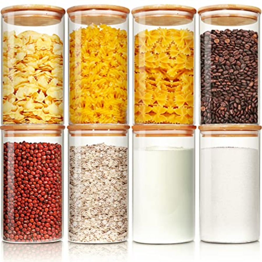 Food Storage Glass Set - Glazen potten met bamboe deksels 28