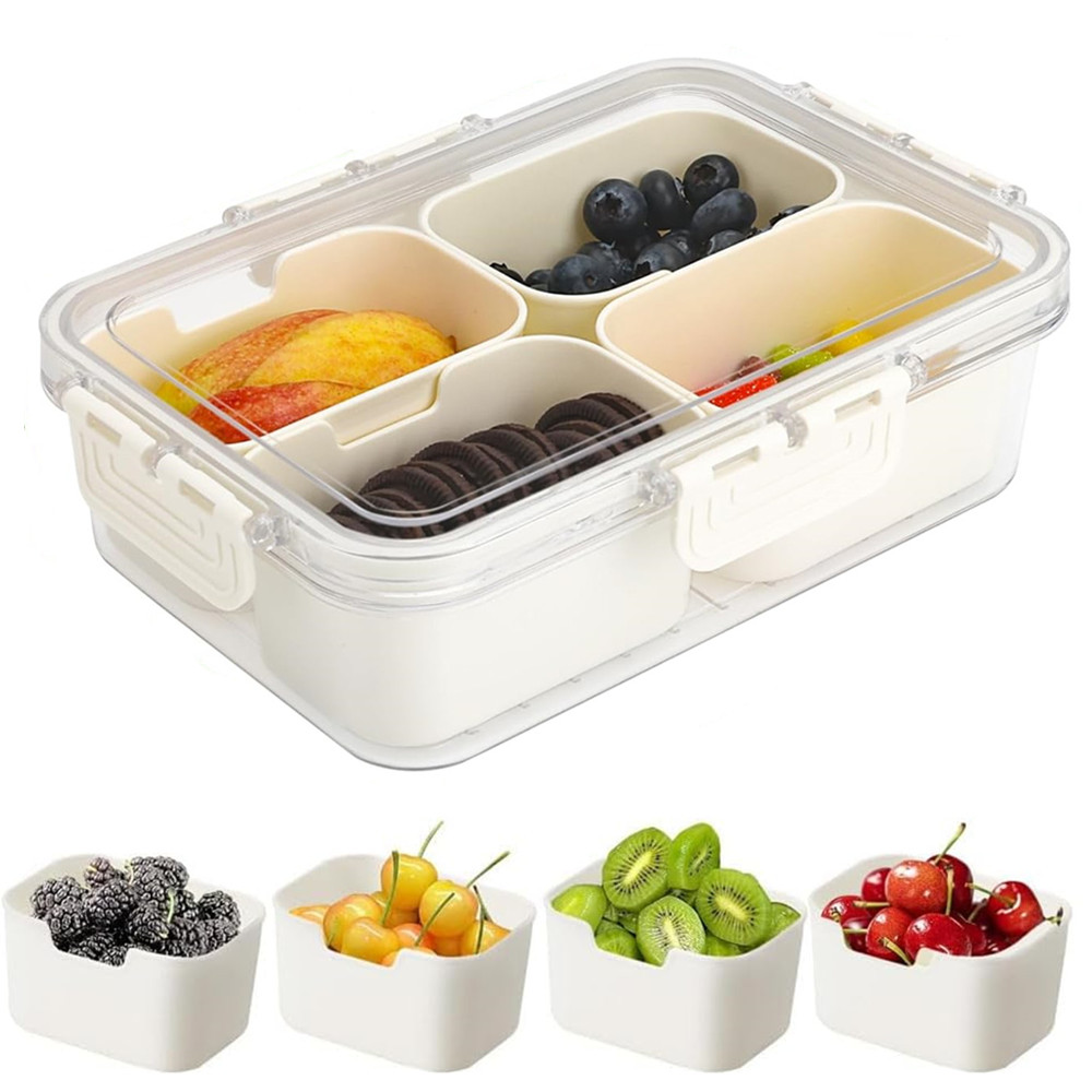 Food Storage And Preservation - Draagbare voedselbewaarbox, snackbox, 4 compartimenten met