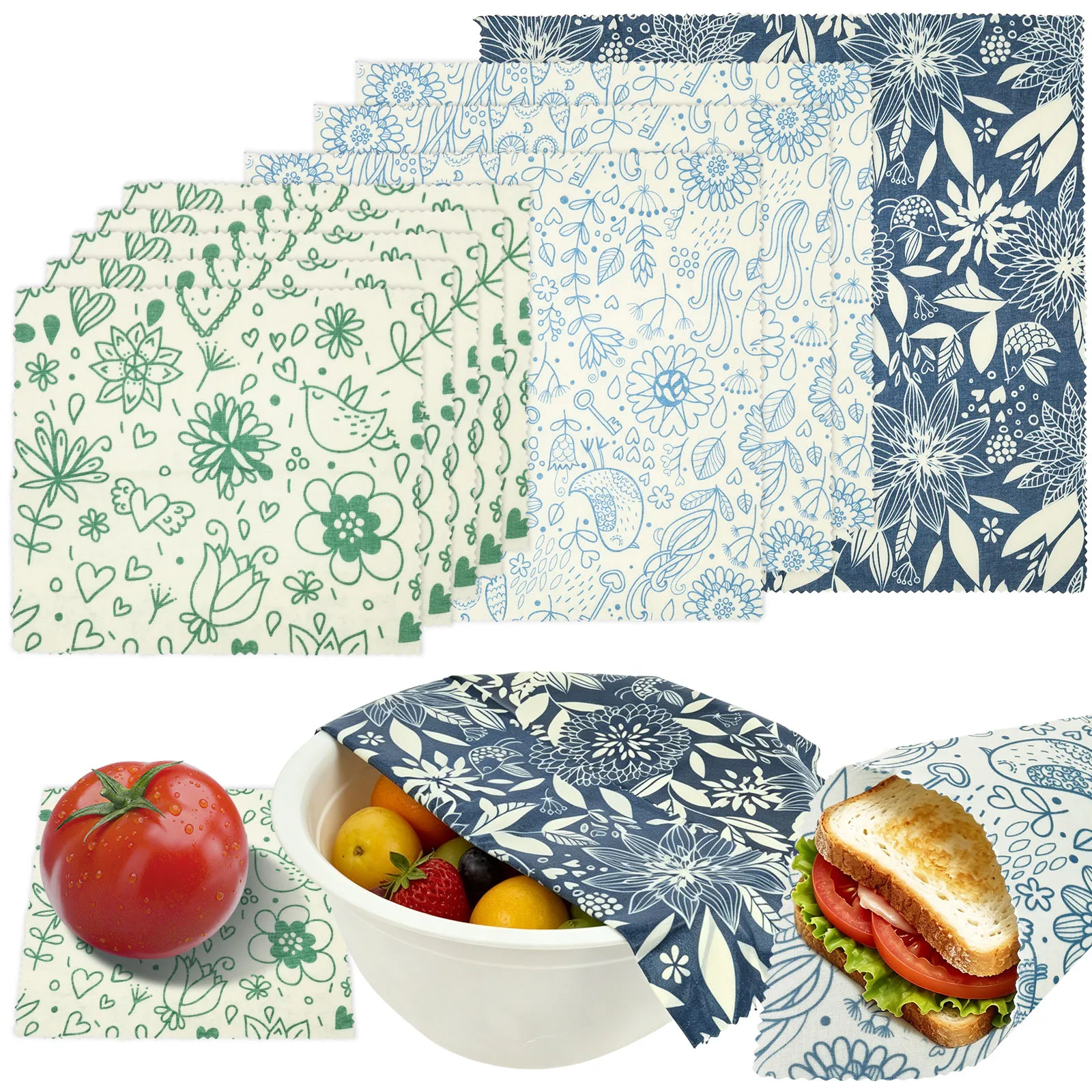 Beeswax Food Wrap - 9 Stuks Biologische Bijenwas Wrap Herbruikbare