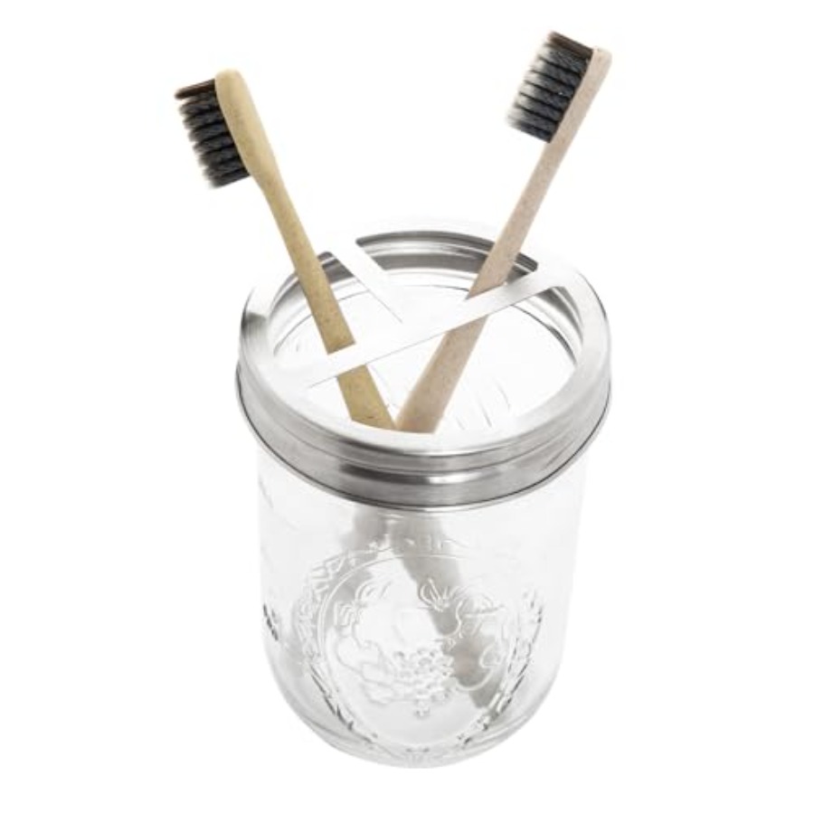 Mason Jar Wide Mouth - Tandenborstelhouder voor badkamers, glazen tandenborstelhouder van