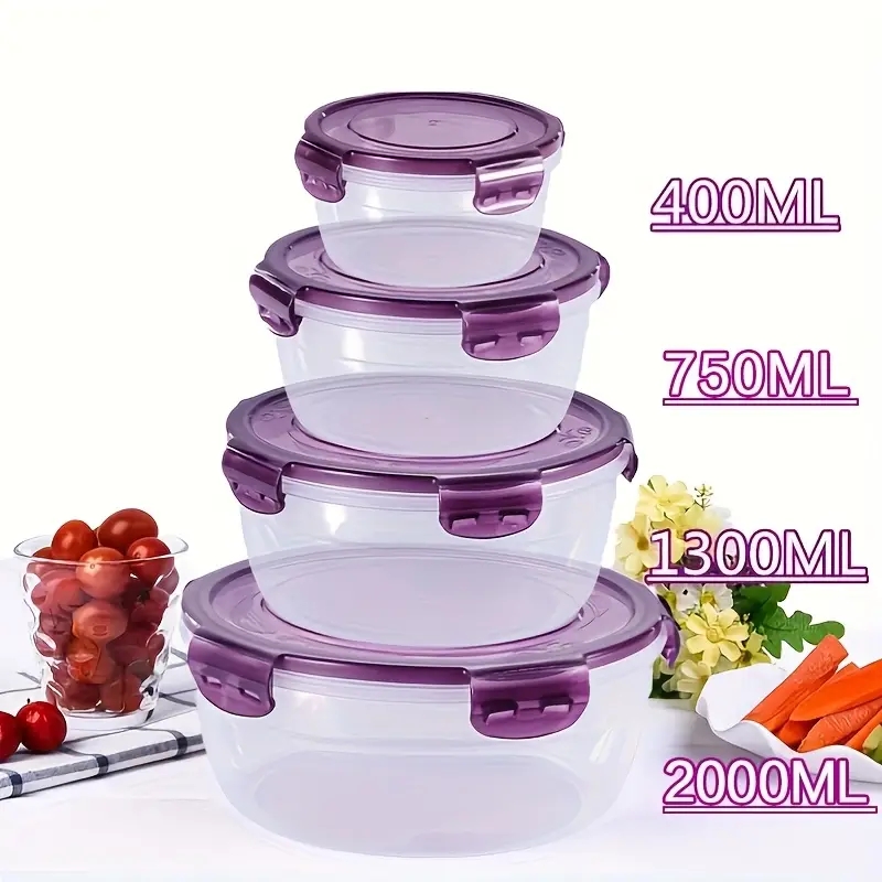 Food Storage Camping - 4 plastic voedselbewaarcontainers, lunchboxen, geschikt voor