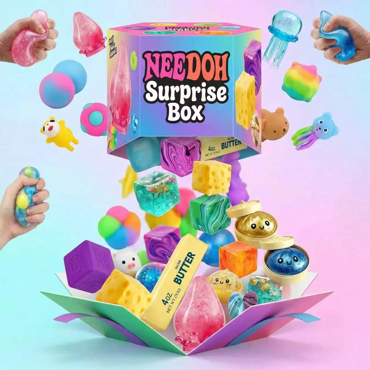 Food Storage Unit - Verrassingsbox - Diverse stressverlichtende knijp-speeltjes, squishy