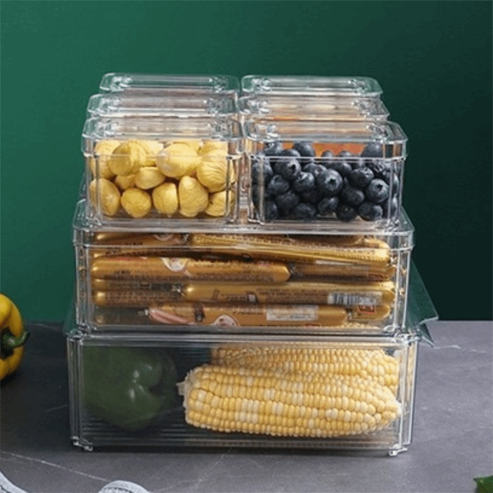 Food Storage Practices - Praktische transparante koelkastorganizer met deksels, plastic