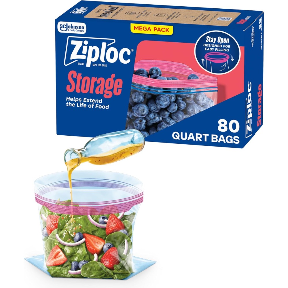 Food Storage Zipper - Staande Quart Voedselbewaarzakken, makkelijk te vullen