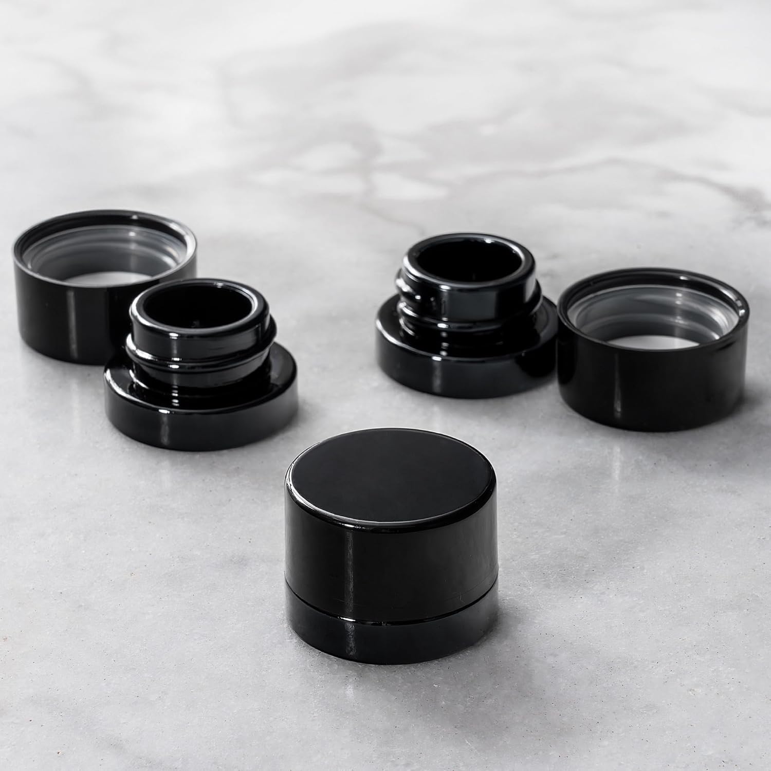 Food Storage Glass Set - 5 ml dikke zwarte glazen potten