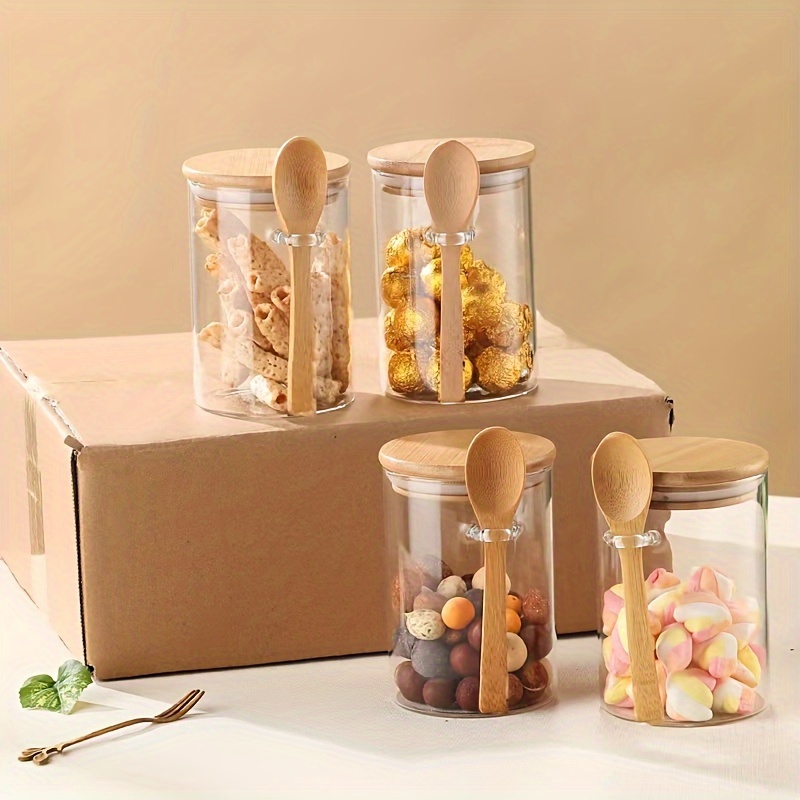 Food Storage Glass Set - 280 ml snoeppot, koekjespot, glazen voorraadpot