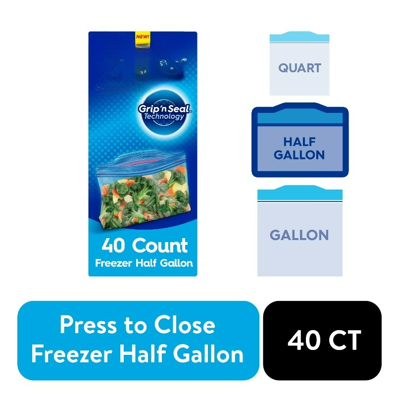 Food Storage Brands - Brand Freezer Half Gallon Voedselbewaarzakjes, Grip