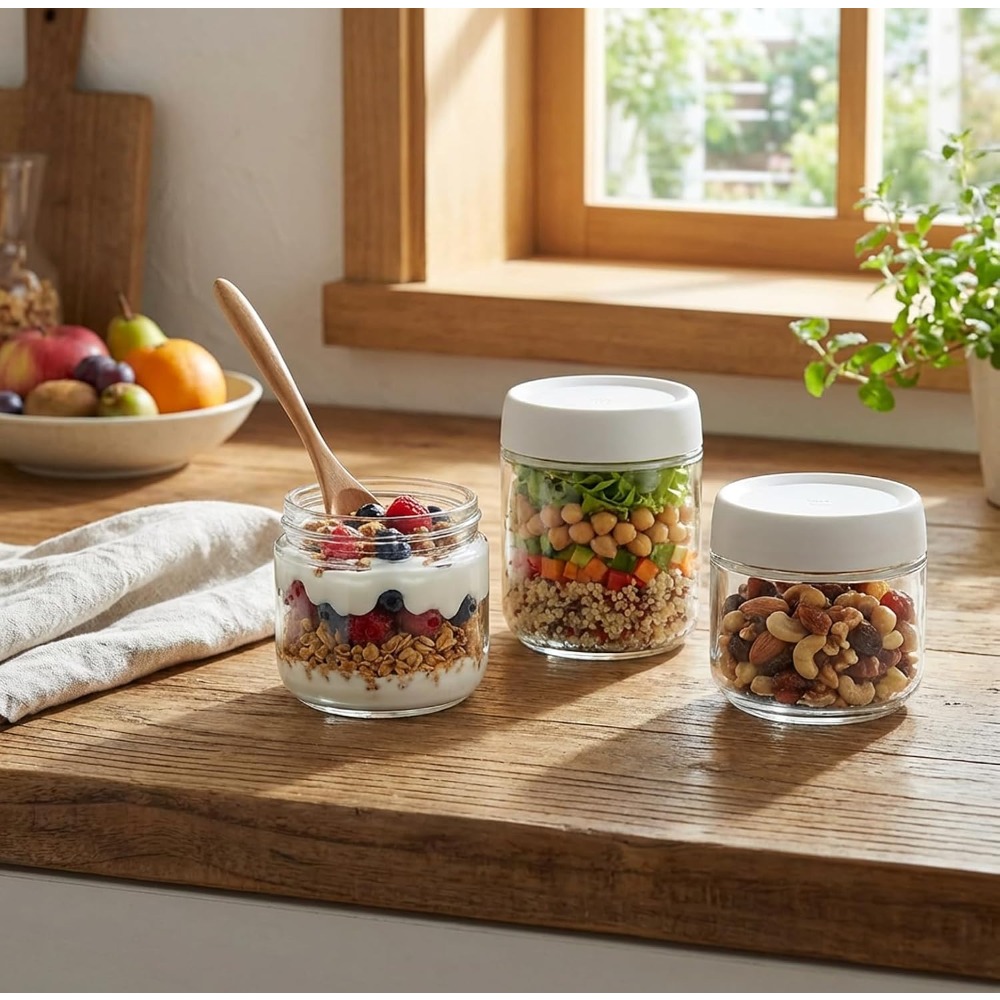 3-pack glazen potten van 10 oz - Food Storage Lid recensie en prijs