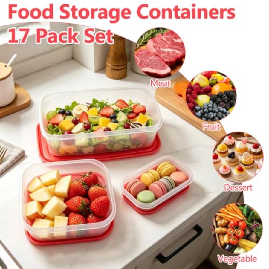17-delige plastic voedselbewaa - Food Storage Containers Set recensie en prijs