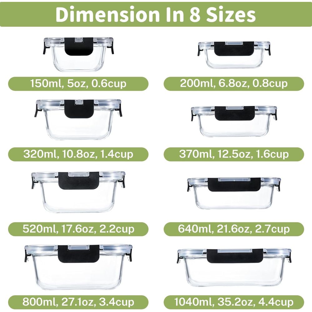 8-delige set glazen voorraaddo - Food Storage Glass Set recensie en prijs