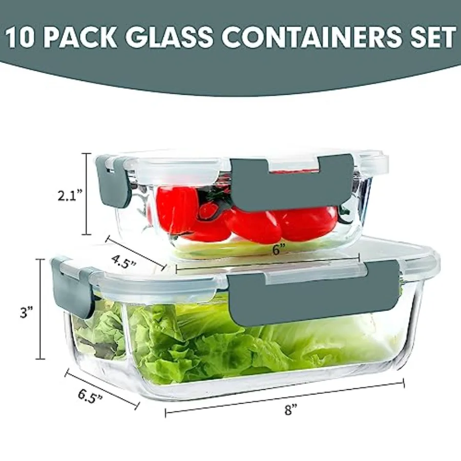 10-delige glazen voorraaddozen - Food Storage Glass Set recensie en prijs