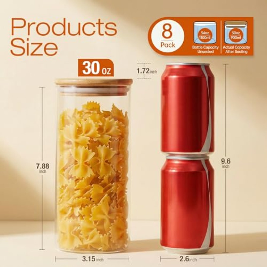 Glazen potten met bamboe dekse - Food Storage Glass Set recensie en prijs