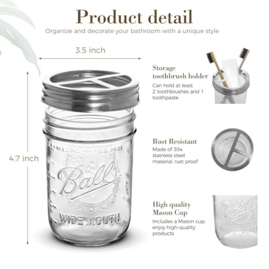 Tandenborstelhouder voor badka - Mason Jar Wide Mouth recensie en prijs