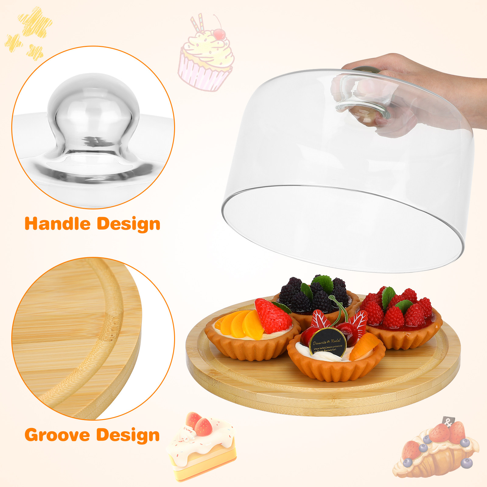 1Set Cake Glazen Kap Beschermh - Storage Food Tray recensie en prijs